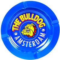 Bulldog  Printed  Metal  Ashtray  Blue